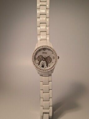 Disney White Minnie Mouse Crystal Accent Bracelet Watch